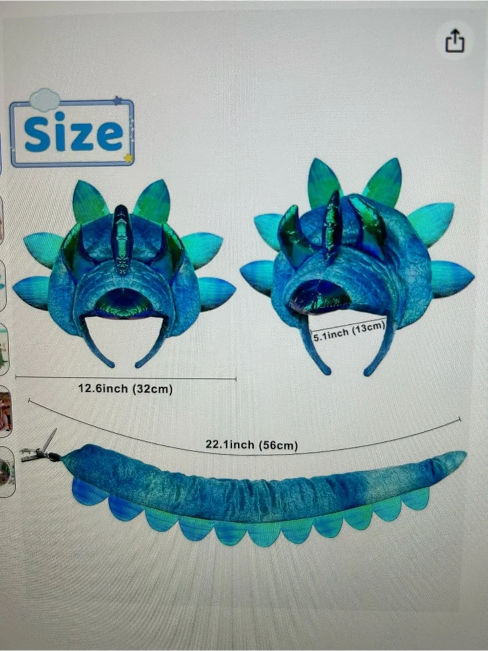 Triceratops Dinosaur headband,3 horn Dragon. Adult & Kids new